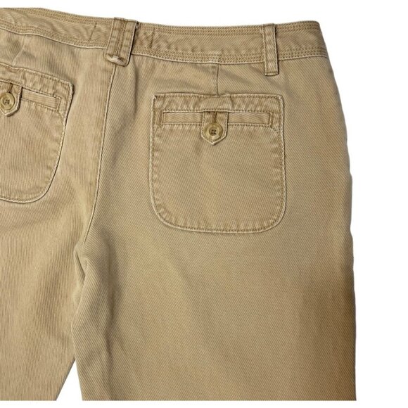 OLD NAVY Wide Leg Twill Trousers Women's 10 Regular Tan Low-Rise Button Pockets - Picture 4 of 16